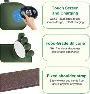 TheraHands neck and shoulder massager with touchscreen control, USB-C charging and adjustable shoulder strap