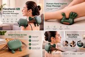 TheraHands Pro neck and shoulder massager with hand-inspired massage nodes and ergonomic design