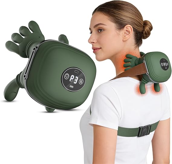 TheraHands neck and shoulder massager worn around the neck for a relaxing massage